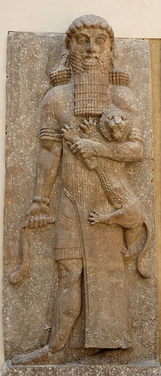 Enkidu defeating a lion.